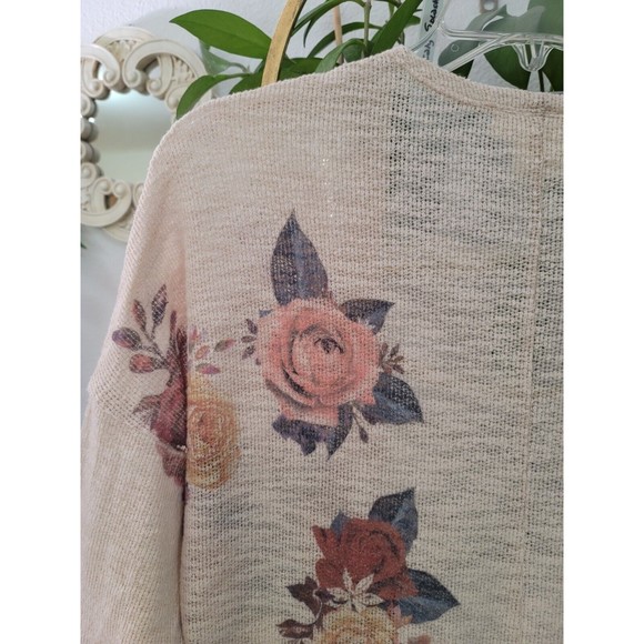 Live in the moment Woman's Floral Rose Boho Cardigan Size Small - Picture 11 of 13